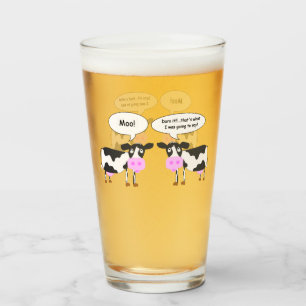 Two Cows Joke Glass