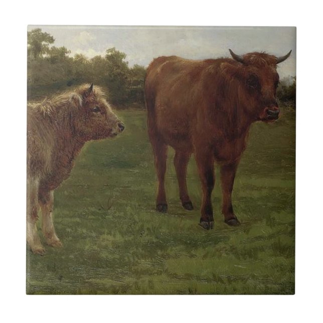Two Cows Standing in a Field (by Rosa Bonheur) Tile (Front)