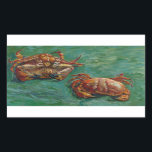 Two Crabs by Vincent van Gogh Rectangular Sticker<br><div class="desc">Two Crabs by Vincent van Gogh is a vintage fine art post impressionism still life painting featuring two crabs with two different views. One crab is on it's back and the other crab is right side up. Great image for a crab feed or seafood festival! About the artist: Vincent Willem...</div>