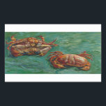 Two Crabs by Vincent van Gogh Rectangular Sticker<br><div class="desc">Two Crabs by Vincent van Gogh is a vintage fine art post impressionism still life painting featuring two crabs with two different views. One crab is on it's back and the other crab is right side up. Great image for a crab feed or seafood festival! About the artist: Vincent Willem...</div>