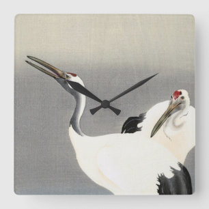Two Cranes, 1900-1930 by Ohara Koson Square Wall Clock