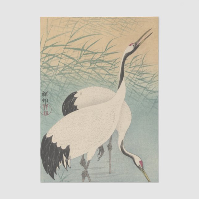 Two Cranes by Ohara Koson Tissue Paper (Front)