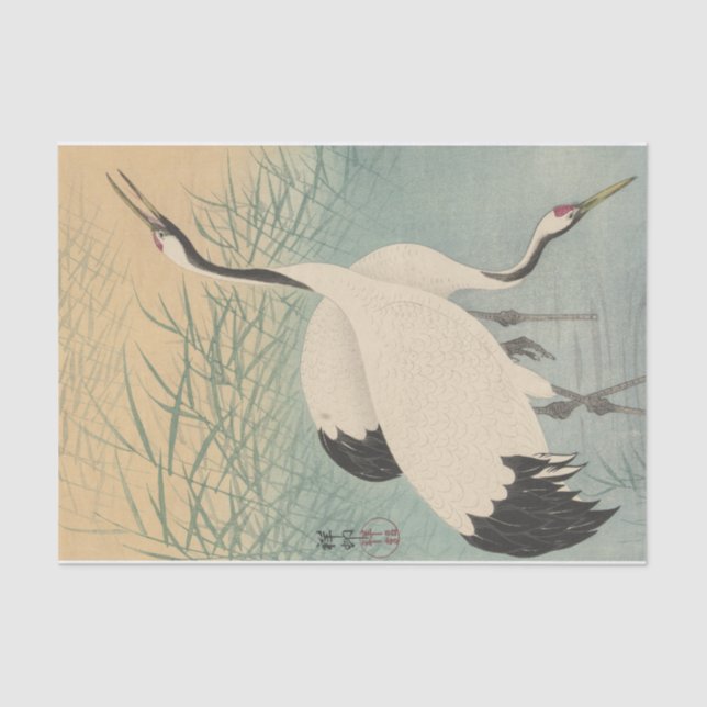 Two Cranes by Ohara Koson Tissue Paper (Front)