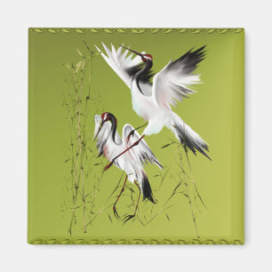Two Cranes In Bamboo_Magnets Magnet