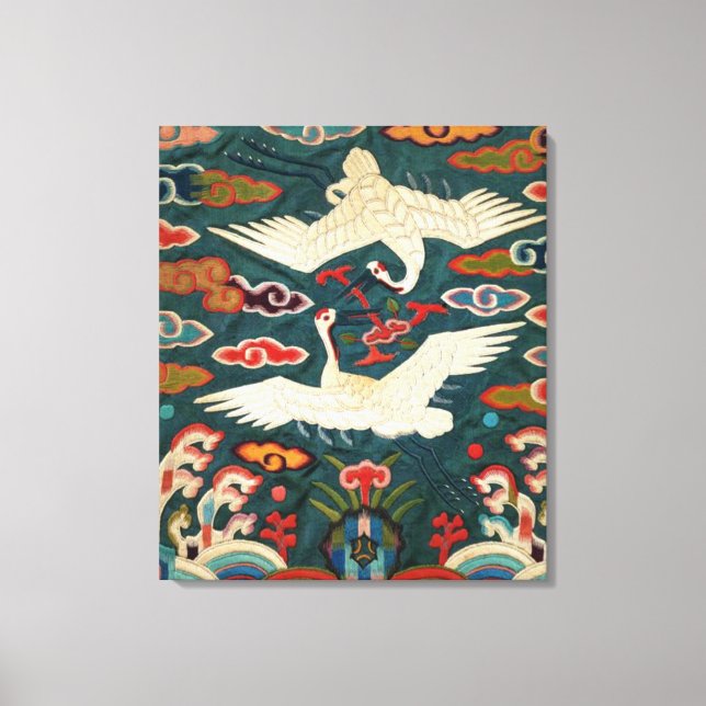 Two Cranes in the Clouds:Joseon Dynasty Rank Badg Canvas Print (Front)