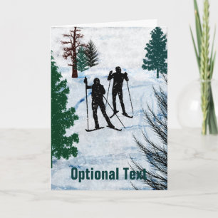 Two Cross Country Skiers Snow Storm - Customisable Invitation