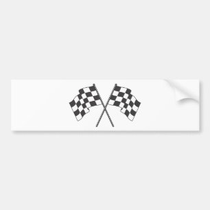 Two crossed checkered flags bumper sticker