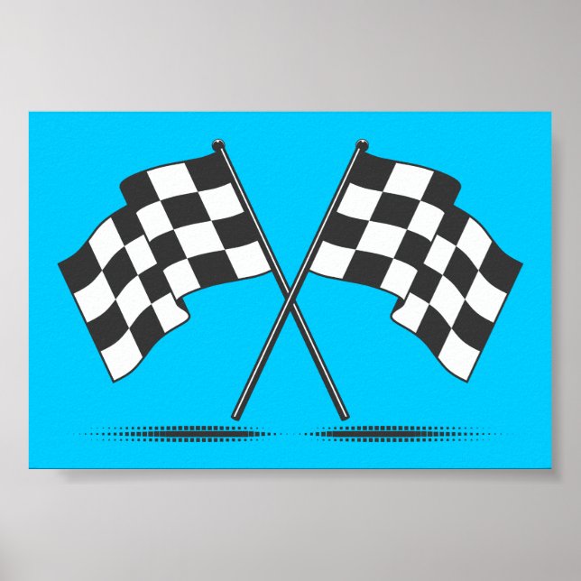 Two Crossed Checkered Flags Poster (Front)