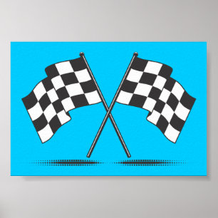 Two Crossed Checkered Flags Poster