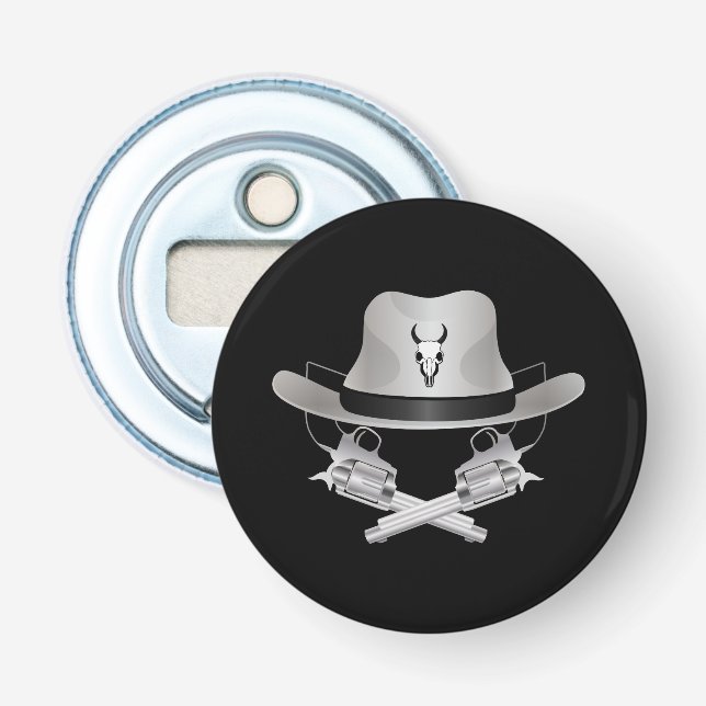 Two crossed guns and hat bottle opener (Front)