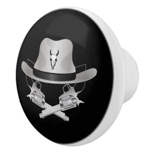 Two crossed guns and hat ceramic knob