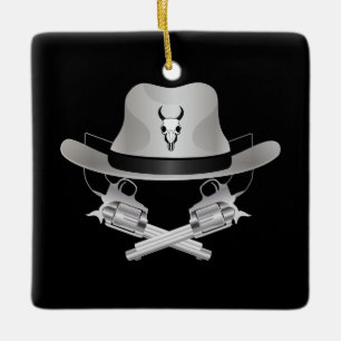 Two crossed guns and hat ceramic ornament