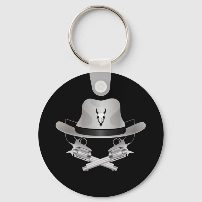 Two crossed guns and hat key ring (Front)