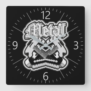 Two crossing guitars square wall clock