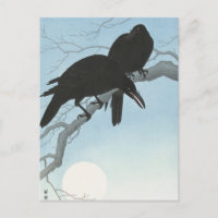 Two Crows on a Branch Painting by Ohara Koson
