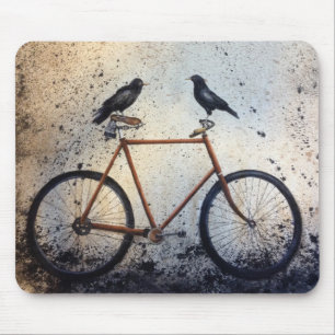 Two Crows on Vintage Bike Mouse Mat