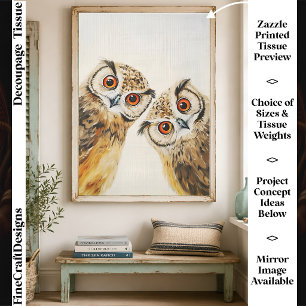 Two Curious Cute Whimsical Wide Eyed Owls FW9L Tissue Paper