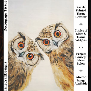Two Curious Cute Whimsical Wide Eyed Owls FW9R Tissue Paper