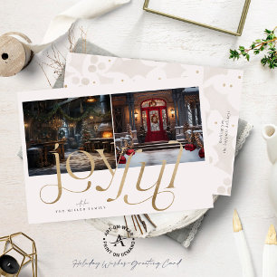 Two Custom Photos Gold Joyful Typography Invitation