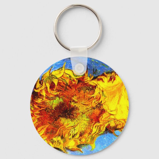Two Cut Sunflowers Van Gogh Key Ring (Front)