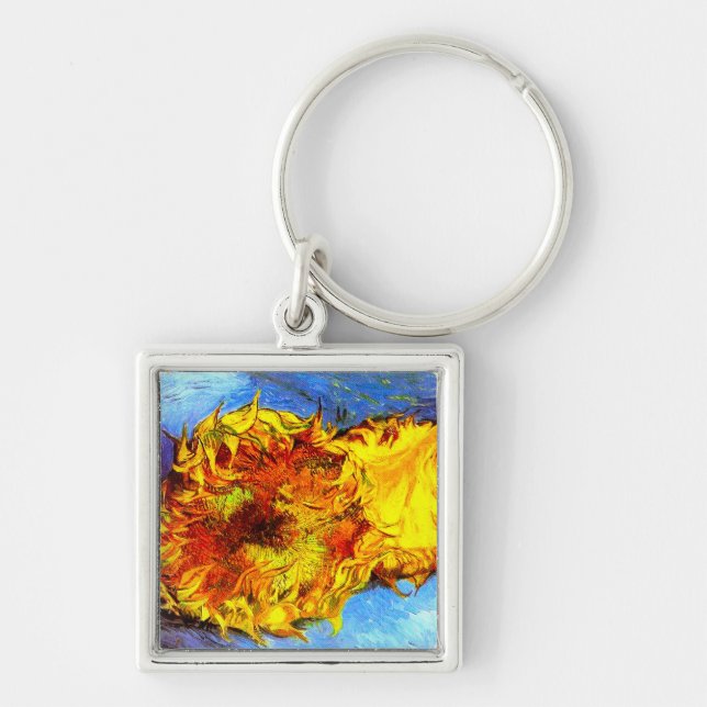Two Cut Sunflowers Van Gogh Key Ring (Front)