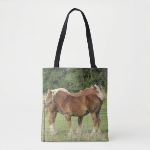 Two Cute Amber Horses Tote Bag