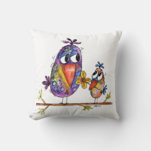 Two Cute and Whimsical Birds Cushion
