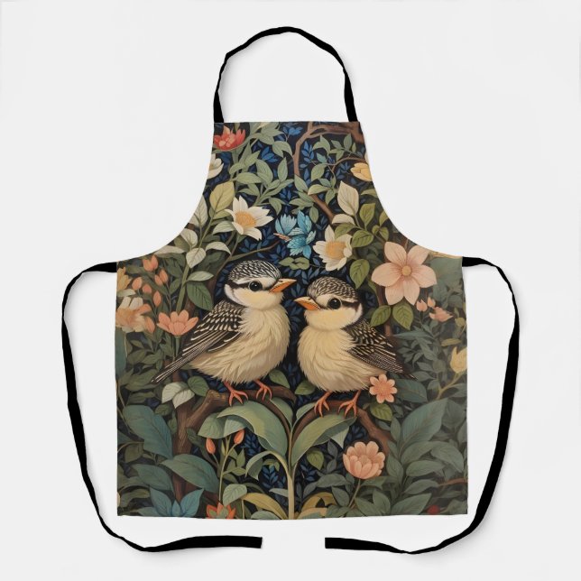 Two Cute Baby Birds Botanical Garden Apron (Front)