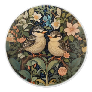 Two Cute Baby Birds Botanical Garden Ceramic Knob