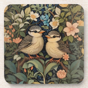 Two Cute Baby Birds Botanical Garden Coaster
