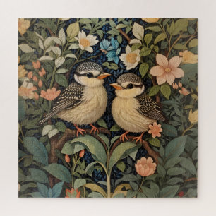 Two Cute Baby Birds Botanical Garden Jigsaw Puzzle