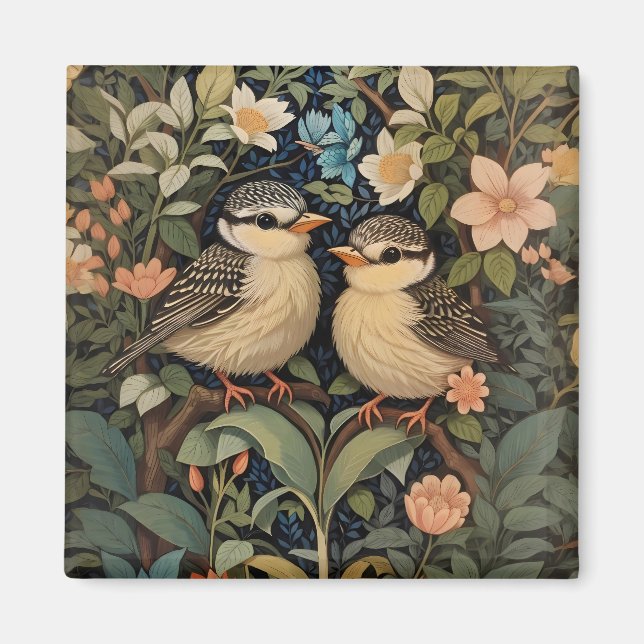 Two Cute Baby Birds Botanical Garden Magnet (Front)