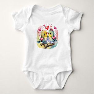 Two Cute Birds in Love  Baby Bodysuit
