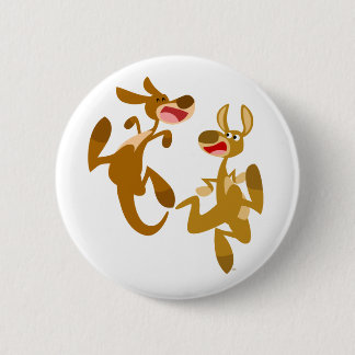 Two Cute Bouncy Cartoon Kangaroos 6 Cm Round Badge
