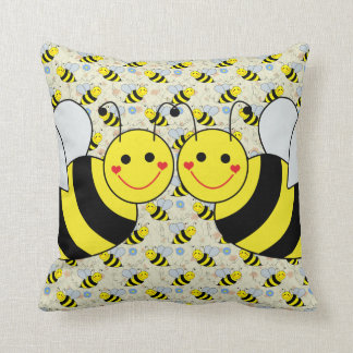 Two Cute Bumble Bees Cushion