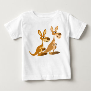 Two Cute Cartoon Kangaroos Baby T-Shirt