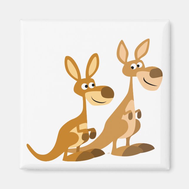 Two Cute Cartoon Kangaroos Magnet (Front)