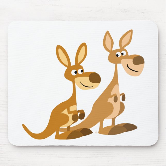 Two Cute Cartoon Kangaroos Mousepad (Front)