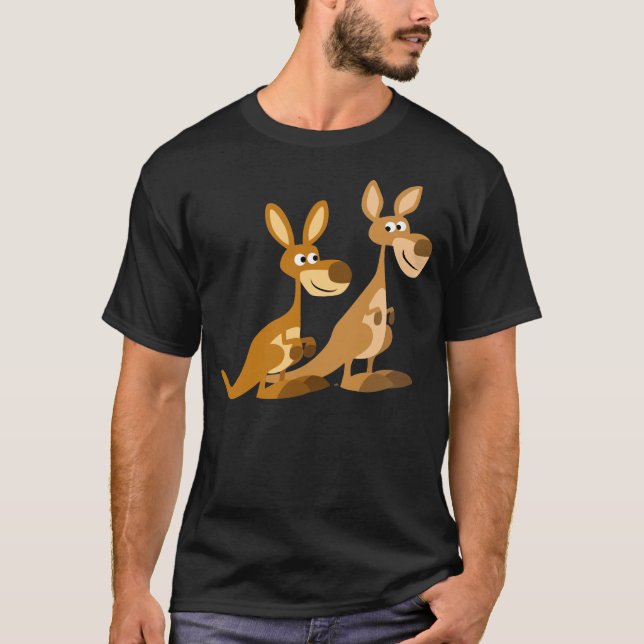 Two Cute Cartoon Kangaroos T-Shirt (Front)