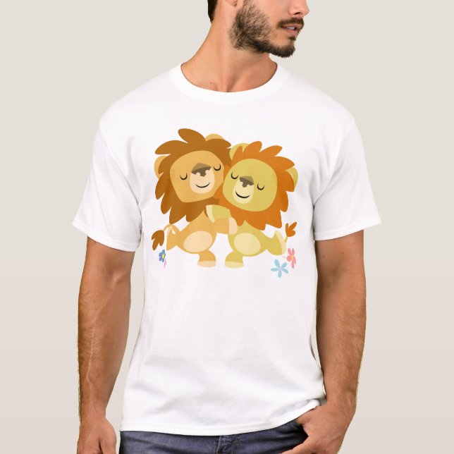 Two Cute Cartoon Lions Tango Children T-Shirt (Front)