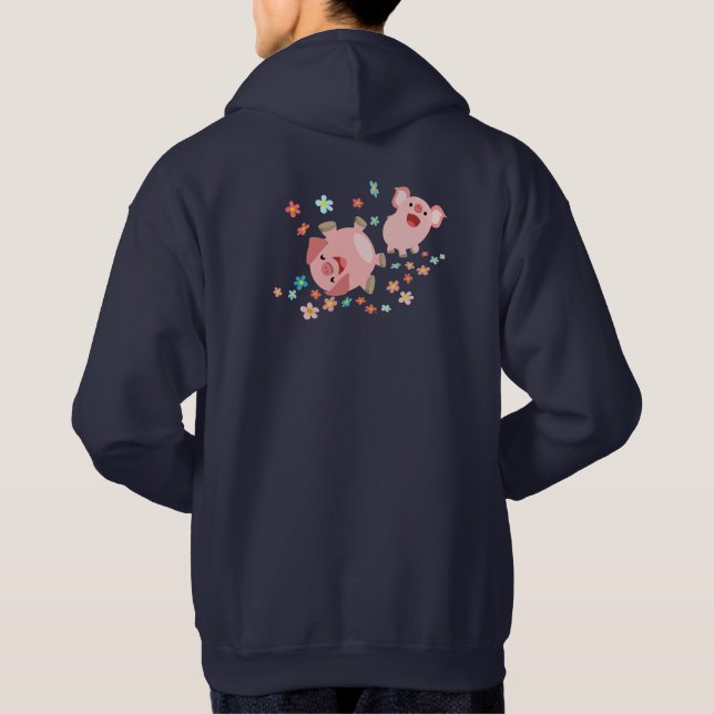 Two Cute Cartoon Pigs in Spring Hoodie (Back)