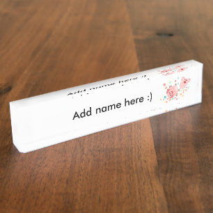 Two Cute Cartoon Pigs in Spring Name Plate