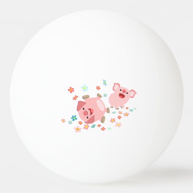 Two Cute Cartoon Pigs in Spring Ping Pong Ball (Front)