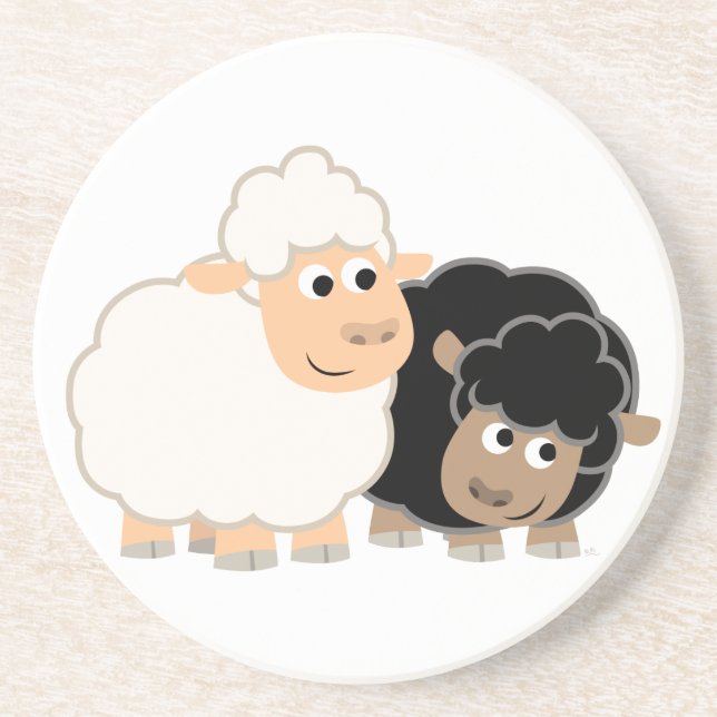 Two Cute Cartoon Sheep Coaster (Front)