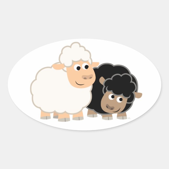 Two Cute Cartoon Sheep Sticker (Front)