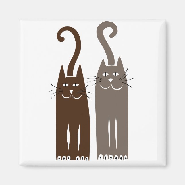 two cute cats (brown) magnet (Front)