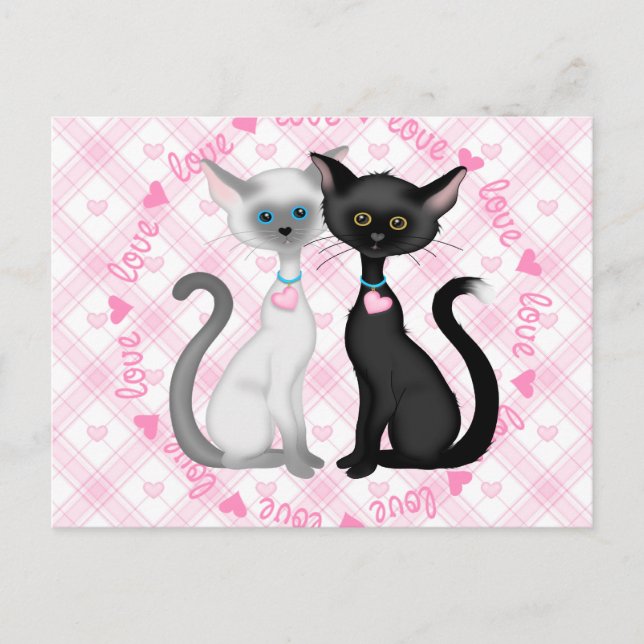 Two Cute Cats in Love Postcard (Front)
