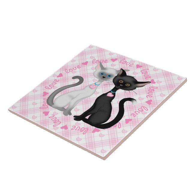 Two Cute Cats in Love Tile (Side)