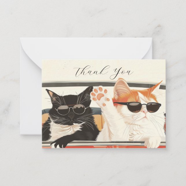 Two Cute Cats Thank You Card (Front)