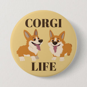 Two Cute Corgi Dogs Button
